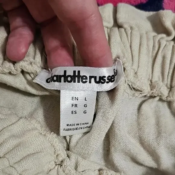 High Waist Cream Shorts with Tie Waist - Picture 2 of 5